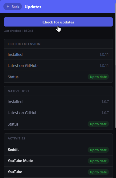 Syncr popup built-in updater